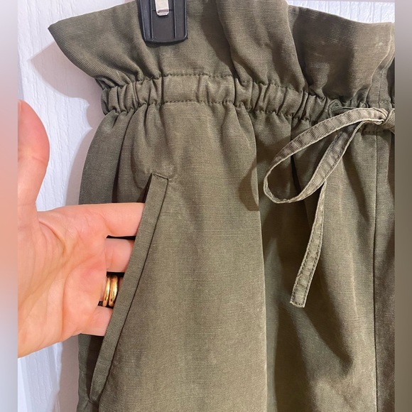 Aritzia Babaton Paperbag Wide Leg Princess Pants Lyocell Olive Green Size Small - Picture 6 of 9
